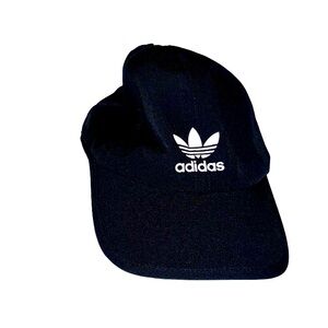 Adidas black polyester/spandex 3stripes quick dry baseball cap women’s size OS